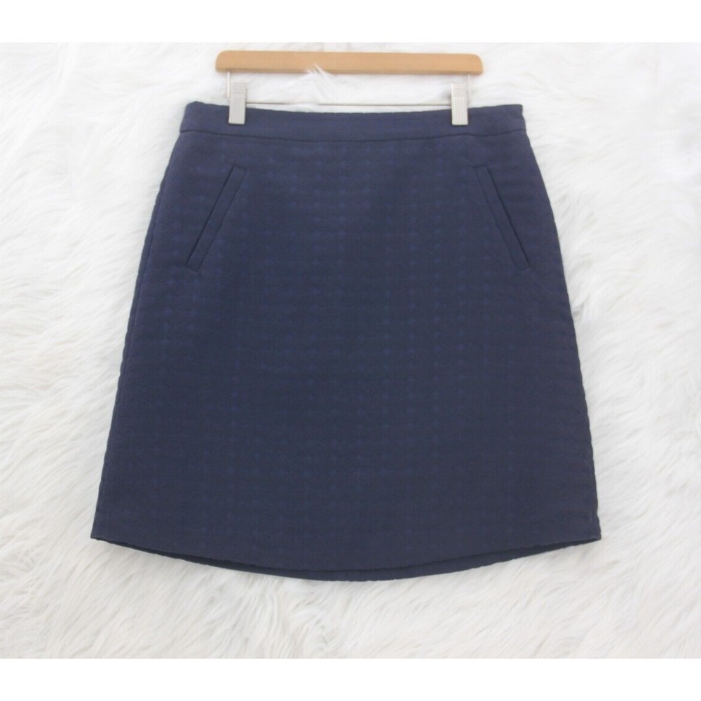 Mario Serrani Italy Women's Navy Blue Lined Textured Dot Short Skirt Sz 6 1638